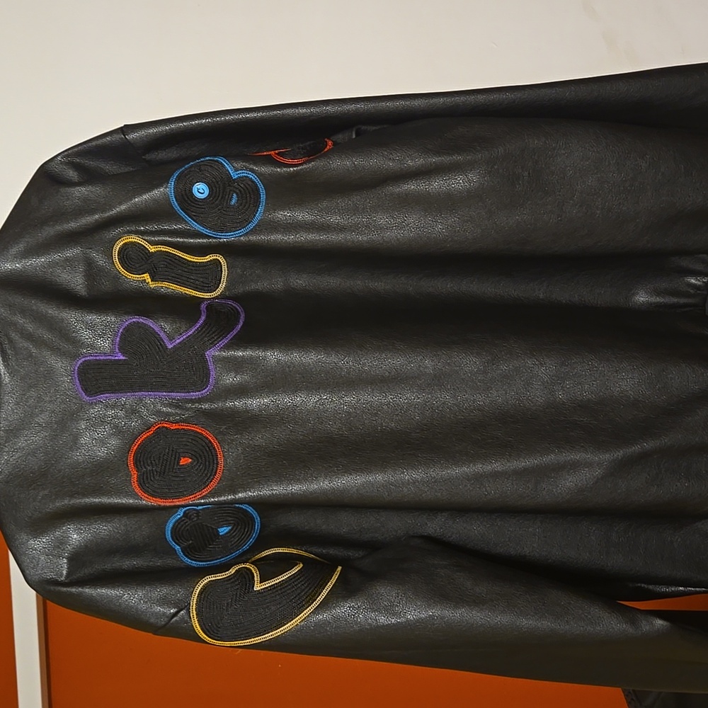 Black Leather Varsity Jacket - image 2